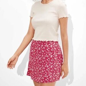 American Eagle Outfitters Floral Pink/Red Skirt